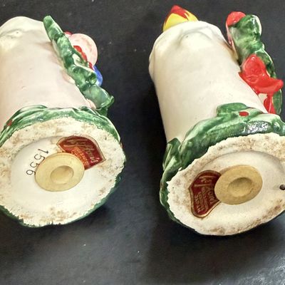 LOT 114: Vintage Lefton Christmas Candle Salt and Pepper Shakers, Napco Musical Angel Shakers and Cast Lead Santa