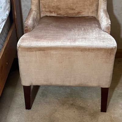 LOT 37: Upholstered High Backed Winged Chair