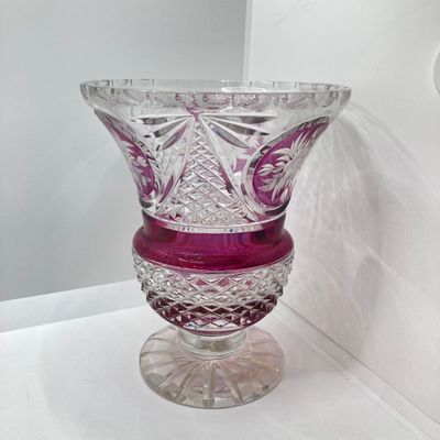 LOT 105: Crystal / Cut Glass - Ruby / Clear Vase, Salt Cellars, Creamer / Sugar Bowls and Large Pitcher