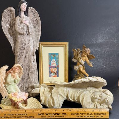 LOT 126: Signed Framed and Numbered Art by Bracha Lavee and Assortment of Angels