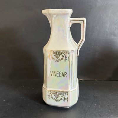LOT 47: Vintage German Ceramic Lusterware Canisters, Spice Jars and Salt Box