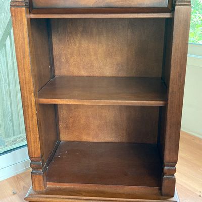 LOT 98: Wood Cabinet / Bookcase with Faux Marble Top