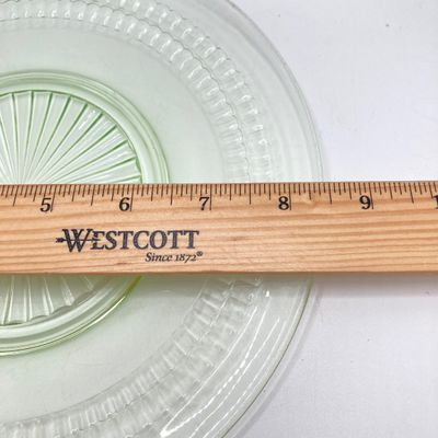LOT 100: Three Uranium Glass Plates with Westmoreland Rectangular Milk Glass Lidded Box