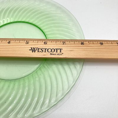 LOT 100: Three Uranium Glass Plates with Westmoreland Rectangular Milk Glass Lidded Box