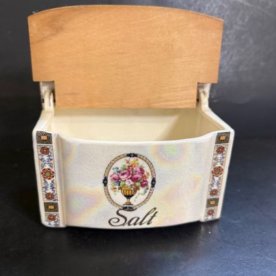 LOT 193: Collection of Czechoslovakian Lusterware Canisters and Salt Box