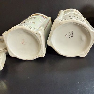 LOT 44: Vintage German Ceramic Lusterware Canisters, Spice Jars and Salt Box