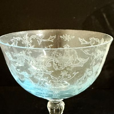 LOT 127: Fostoria Navarre Blue Stemmed Glasses and an Assortment of Other Color Glasses and More