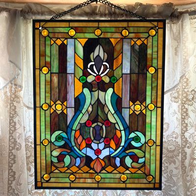LOT 64: Decorative Hanging Stained Glass Window / Wall Art
