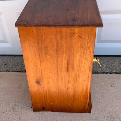 LOT 59: White Clad (Simmons Hardware Co.) End Table / Cabinet