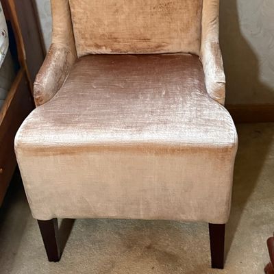 LOT 37: Upholstered High Backed Winged Chair