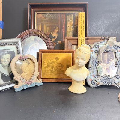 LOT 123: Collection of Framed Victorian Photos and More Including a Framed Tile