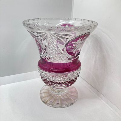 LOT 105: Crystal / Cut Glass - Ruby / Clear Vase, Salt Cellars, Creamer / Sugar Bowls and Large Pitcher