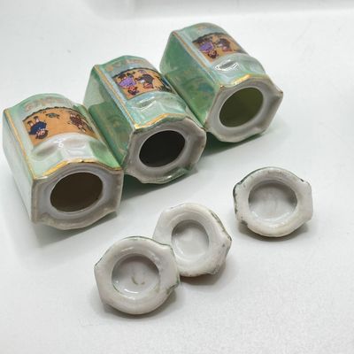 LOT 107: Vintage Collection of Lustreware Ceramic Germany Miniature Canister and Spice Jars