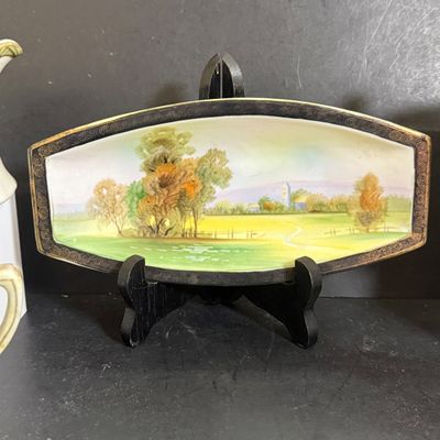 LOT 125: Collection of Painted Nippon Porcelain- Creamers, Pitcher, Plates and More
