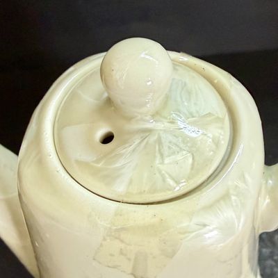 LOT 117: Asian Pearlescent Luster Glaze Tea Set in Felt Lined Wooden Box