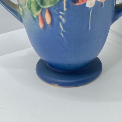 LOT 72: Classic Vintage Art Vases - Hull USA Magnolia 9 - 10 1/2 and Roseville Fuchsia Pattern in Blue