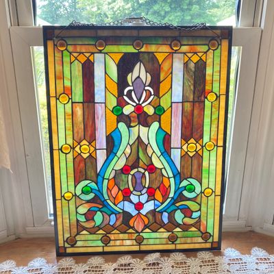 LOT 64: Decorative Hanging Stained Glass Window / Wall Art