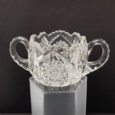 LOT 105: Crystal / Cut Glass - Ruby / Clear Vase, Salt Cellars, Creamer / Sugar Bowls and Large Pitcher