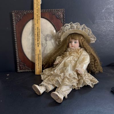 LOT 111: Collection of Framed Photographs of Victorian Children and Victorian Style Doll