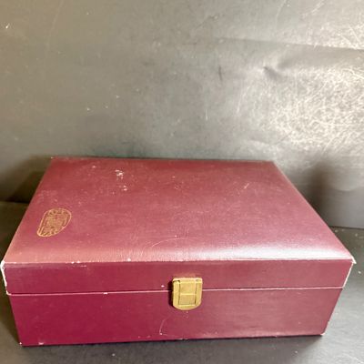 LOT 117: Asian Pearlescent Luster Glaze Tea Set in Felt Lined Wooden Box