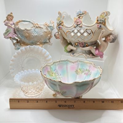 LOT 104: Vintage French / Victorian Style Hand Painted Decor - Silesia Germany Bowl and More
