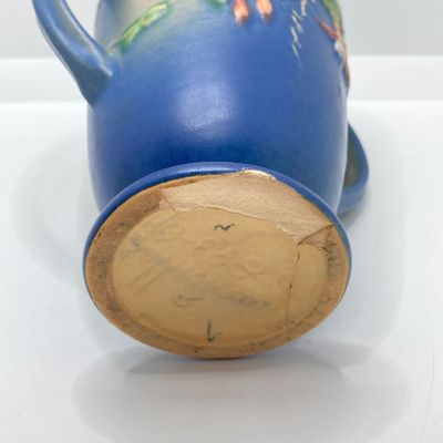 LOT 72: Classic Vintage Art Vases - Hull USA Magnolia 9 - 10 1/2 and Roseville Fuchsia Pattern in Blue