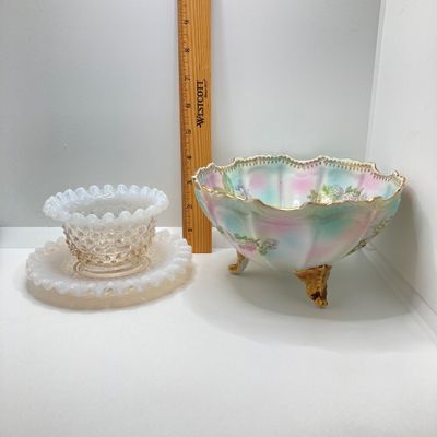 LOT 104: Vintage French / Victorian Style Hand Painted Decor - Silesia Germany Bowl and More