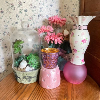 LOT 94: Collection of Planters, Vases, Faux Floral Arrangements, Cloches, Limoge's France and More