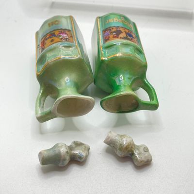 LOT 106: Sweet Vintage Collection of Lustreware Ceramic Germany Miniature Vinegar / Oil and Spice Jars