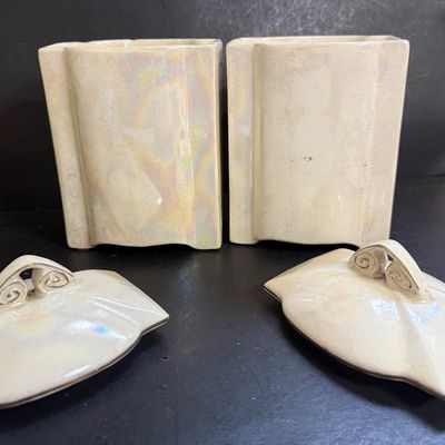 LOT 193: Collection of Czechoslovakian Lusterware Canisters and Salt Box