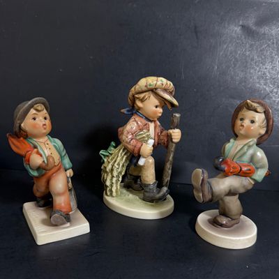 LOT 52: Set of 3 Goebel Hummel Figures - On Secret Path, Merry Wanderer and Traveler