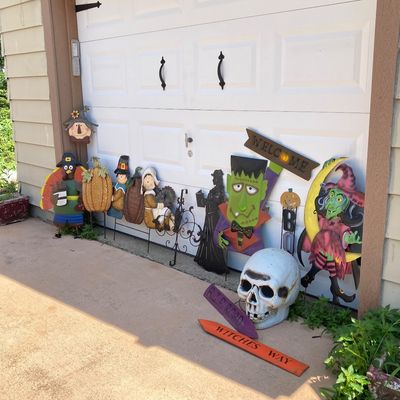 LOT 58: Large Collection of Outdoor Holiday Decorations - Metal, Wood and Plastic Varieties