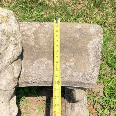 LOT 92: Concrete Little Fisher-Boy Sitting on Bench