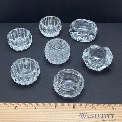 LOT 105: Crystal / Cut Glass - Ruby / Clear Vase, Salt Cellars, Creamer / Sugar Bowls and Large Pitcher