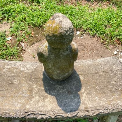 LOT 92: Concrete Little Fisher-Boy Sitting on Bench