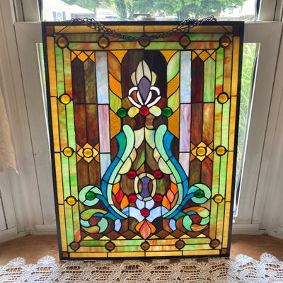 LOT 64: Decorative Hanging Stained Glass Window / Wall Art