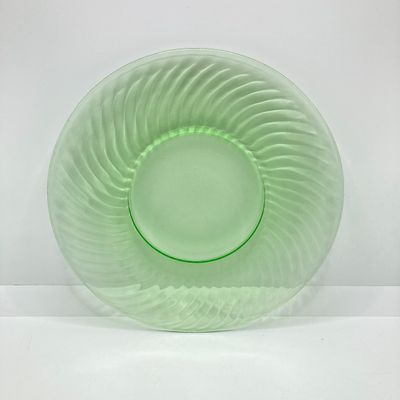 LOT 100: Three Uranium Glass Plates with Westmoreland Rectangular Milk Glass Lidded Box