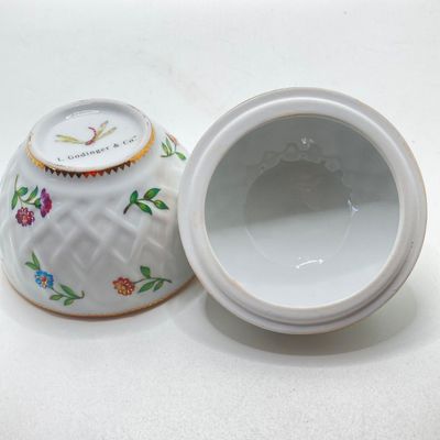 LOT 71: Stained Glass Tea Light Lamp / Light, I Godinger & Co Lidded Bowl with Cast Iron Grasshopper