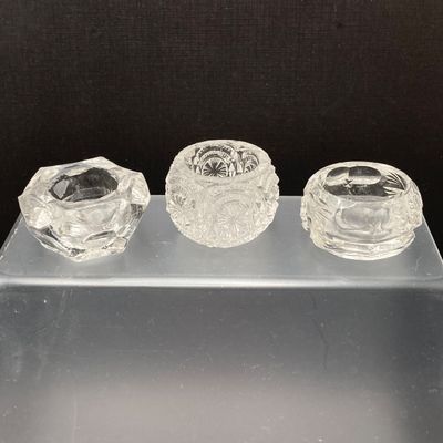 LOT 105: Crystal / Cut Glass - Ruby / Clear Vase, Salt Cellars, Creamer / Sugar Bowls and Large Pitcher