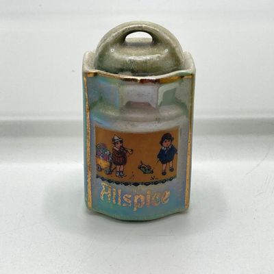 LOT 107: Vintage Collection of Lustreware Ceramic Germany Miniature Canister and Spice Jars