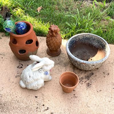 LOT 77: Collection of Outdoor / Garden Pottery Planters and Decor
