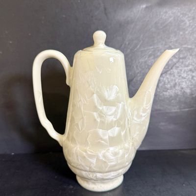 LOT 117: Asian Pearlescent Luster Glaze Tea Set in Felt Lined Wooden Box