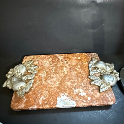 LOT 134: Marble Cutting Board, Lazy Susan, Paper Towel Holder, Pencil Holder and Vintage Coffee Mill