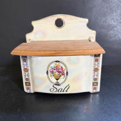 LOT 193: Collection of Czechoslovakian Lusterware Canisters and Salt Box