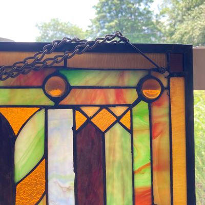 LOT 64: Decorative Hanging Stained Glass Window / Wall Art