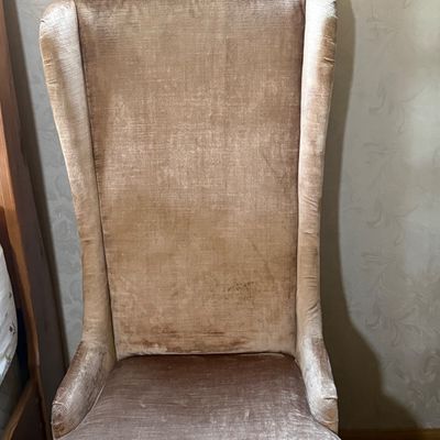 LOT 37: Upholstered High Backed Winged Chair