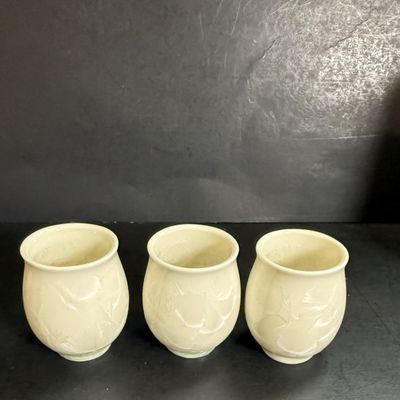 LOT 117: Asian Pearlescent Luster Glaze Tea Set in Felt Lined Wooden Box