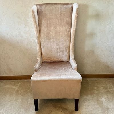 LOT 37: Upholstered High Backed Winged Chair