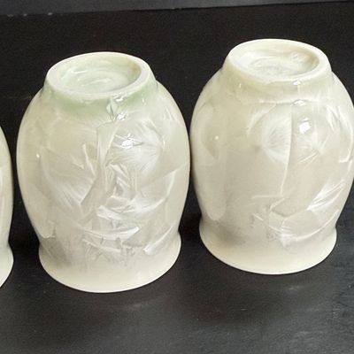 LOT 117: Asian Pearlescent Luster Glaze Tea Set in Felt Lined Wooden Box
