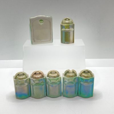 LOT 107: Vintage Collection of Lustreware Ceramic Germany Miniature Canister and Spice Jars